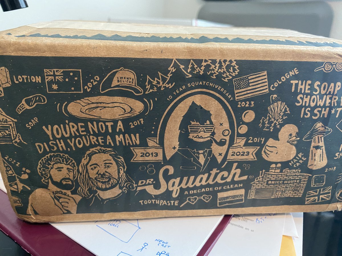 Just received our first subscript shipment from <a href="/DrSquatchSoapCo/">Dr. Squatch</a> Can't wait to open the box! Interested? Get a discount using our link:  rwrd.io/tnbp2sz?t