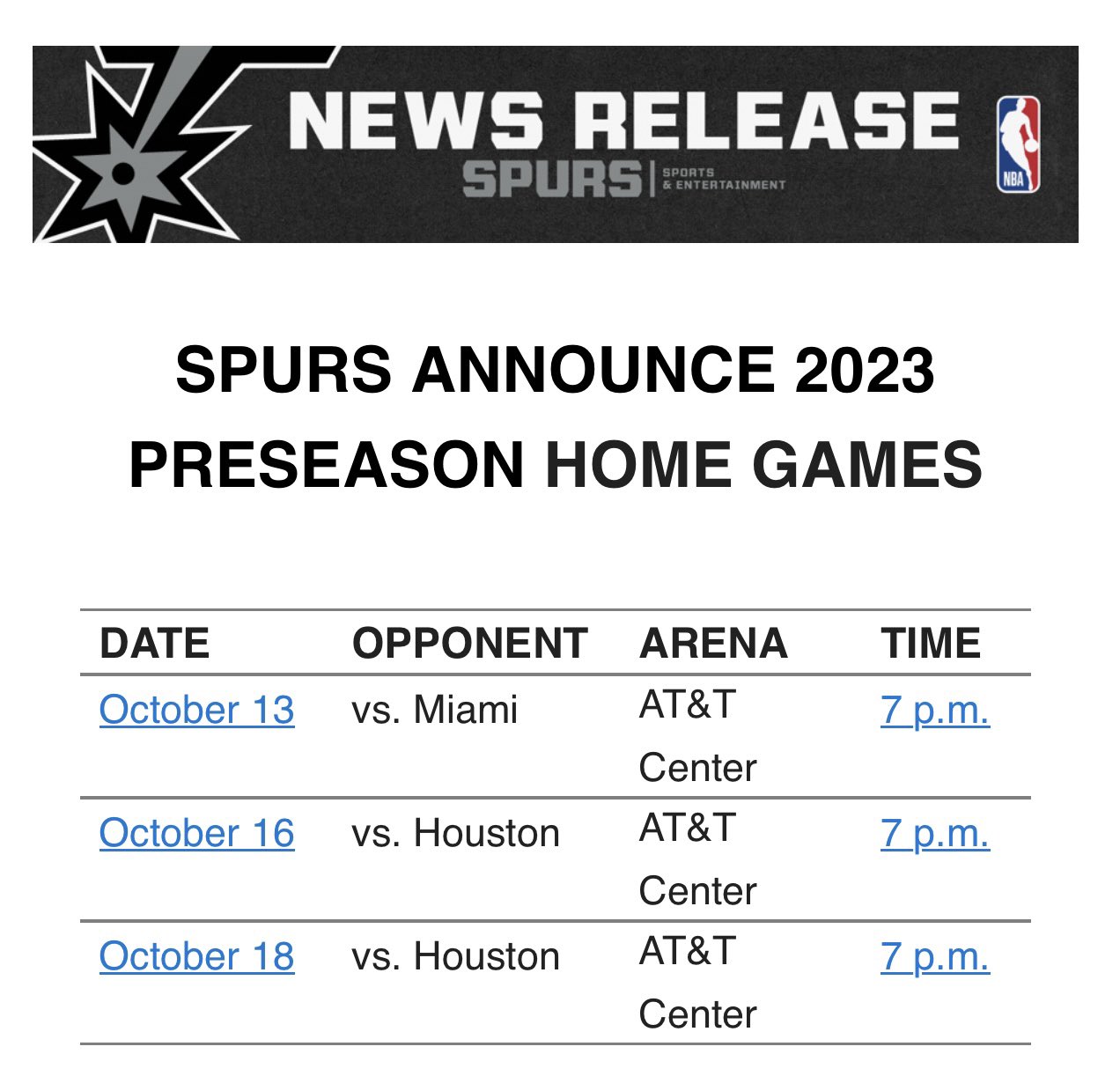 2023-24 San Antonio Spurs Pre-Season