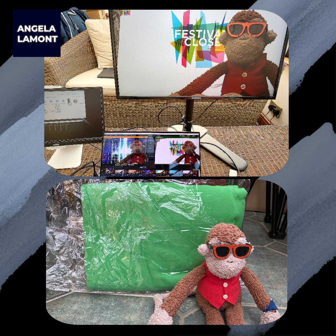 Showbiz vs. reality...just trying out a few backgrounds for some filming at <a href="/Macready_Rugby/">Macready Theatre</a> @RugbySchool1567 on Wednesday for <a href="/festontheclose/">FestivalOnTheClose</a>  and needed a pal to model them for me.  Do you ever have moments when you realise two photos have neatly summarised your day?  🤣  Feel