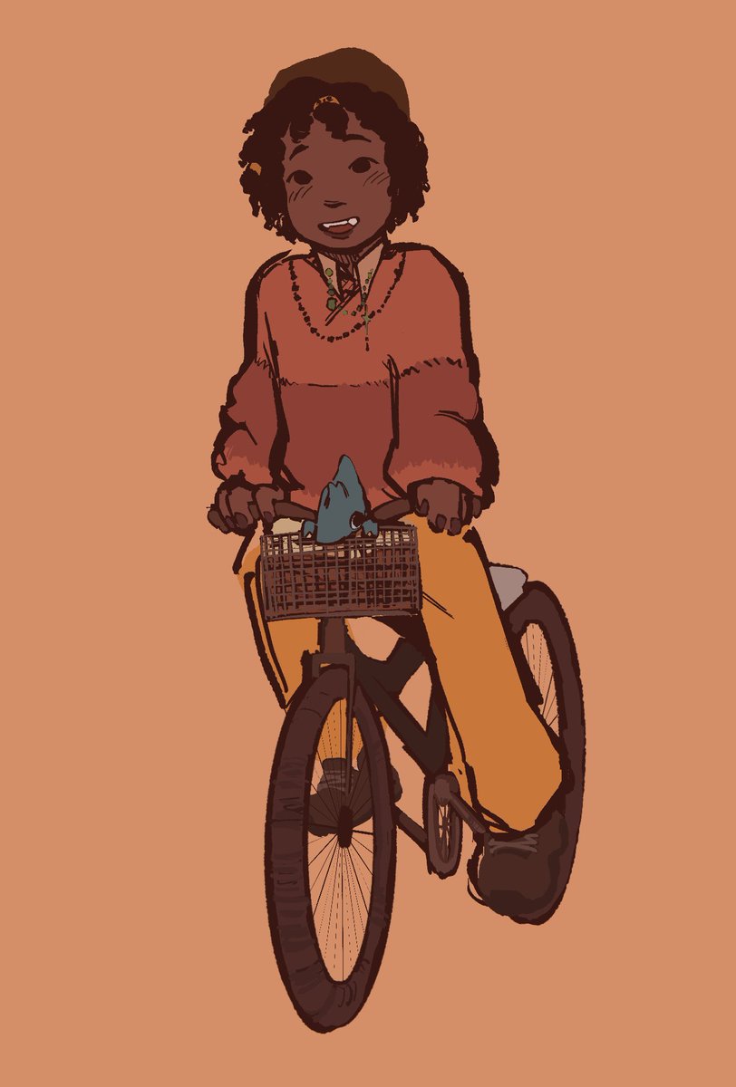 day 1 participation for #GusWeek2023 :] he riding the bike WHERE WILL HE GO????? it's been so long since I've drawn gus I'll be real honest 
#gusporter