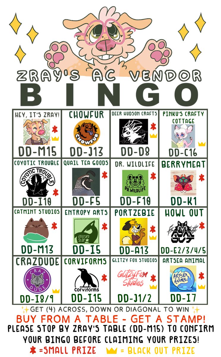 zrayUH's tweet photo. ✨🌃 ARE YOU READY FOR AC BINGO?! 🌃✨

🔸PICK UP YOUR BINGO CARD AT A HANDFUL OF LOCATIONS!
🔸BUY FROM A VENDOR &amp; GET A STAMP!
🔸SUPPORT 4 ARTISTS VERTICAL/ACROSS/DIAGONAL AND WIN A SMALL PRIZE FROM EACH RED STAR ARTIST!
🔸SUPPORT ALL VENDORS (BLACK OUT) FOR BIGGER PRIZES! https://t.co/zQq0tfPUzd