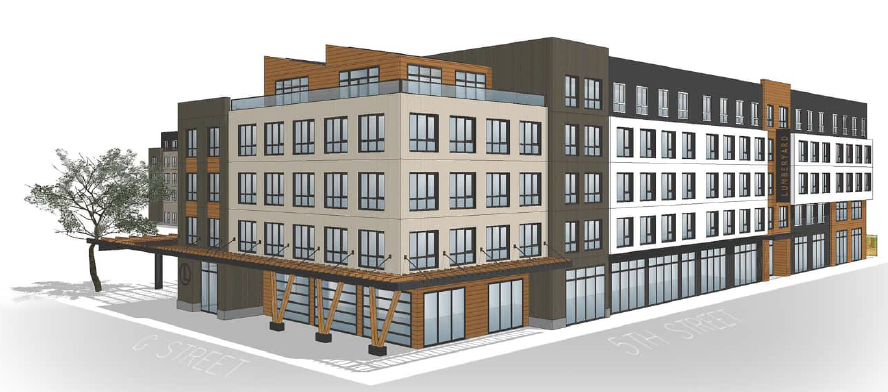DovKadin's tweet photo. Davis is having a bit of a moment here with three big mixed-use projects within 4 blocks proposed using SB 330 and the City's new form-based downtown specific plan. It's an impressive example of how permissive, form-based zoning and by right approvals with no CEQA yields results. https://t.co/5XI1Et65cF