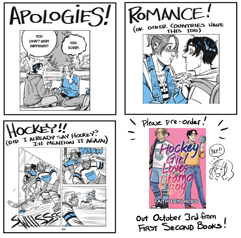 FaithErinHicks's tweet image. Good news, my fellow Canadians! Indigo Books has chosen Hockey Girl Loves Drama Boy (my next graphic novel) as one of their "Most Anticipated Canadian Books" and you can pre-order it between today (June 26th) to July 2nd online and get 20% off! Link: chapters.indigo.ca/en-ca/books/ho…