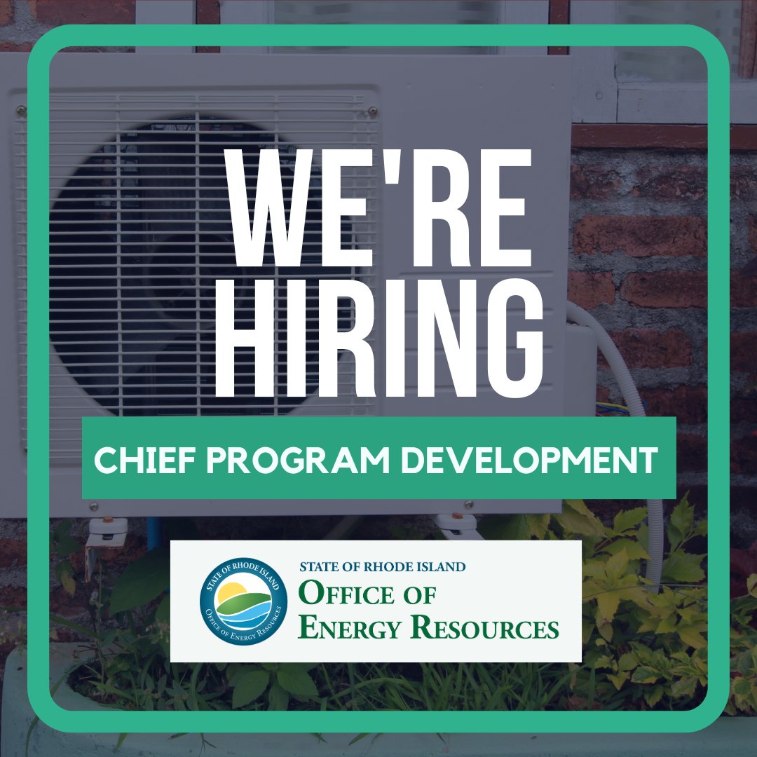 OER is hiring a Program Manager for Thermal Decarbonization! Some duties include managing heat pump programs, engaging stakeholders, pursuing funding opportunities, researching clean heat, &amp; guiding thermal energy programs. Interested? Please visit: governmentjobs.com/careers/rhodei…