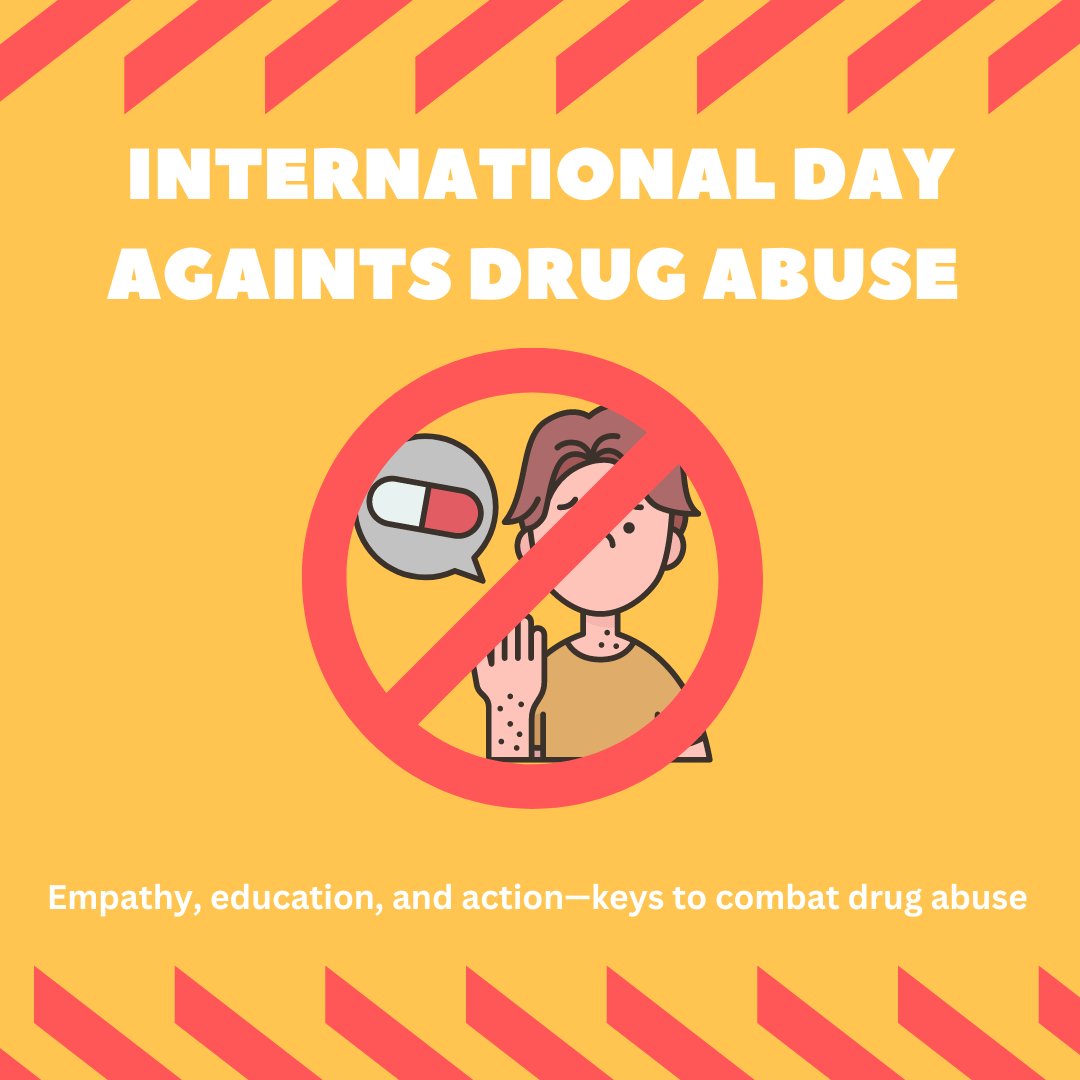 Taking a stand on the International Day Against Drug Abuse ✊   

Let's raise our voice and spread awareness to combat the devastating impact of drug abuse and illicit trafficking - let's empower lives 💪  #InternationalDayAgainstDrugAbuse #InspireChange #awarenessmatters