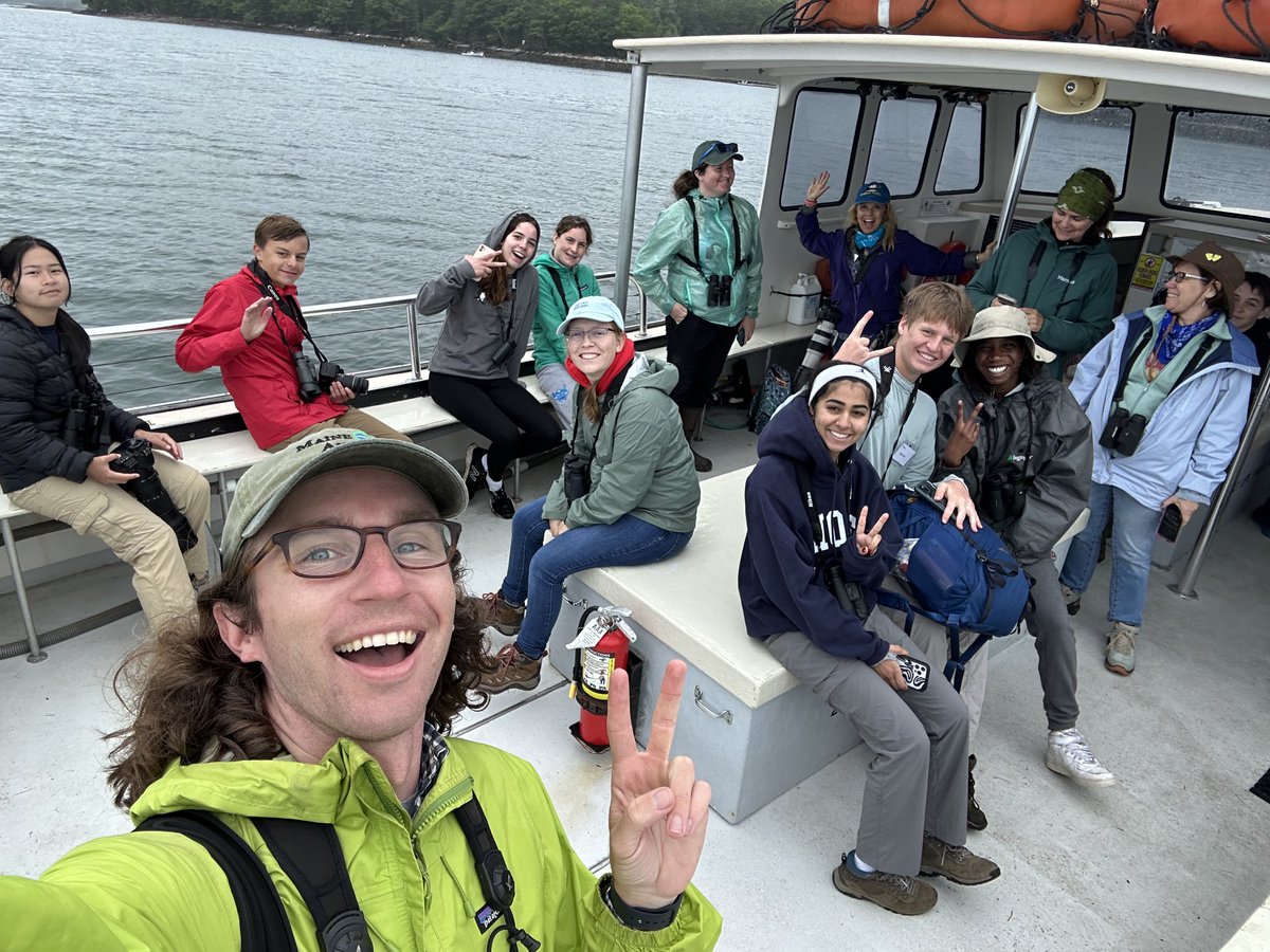 I’m thrilled to be back at Hog Island for the Mountains to Sea Birding Camp for Teens. Lots of smiles after seeing puffins this morning!!