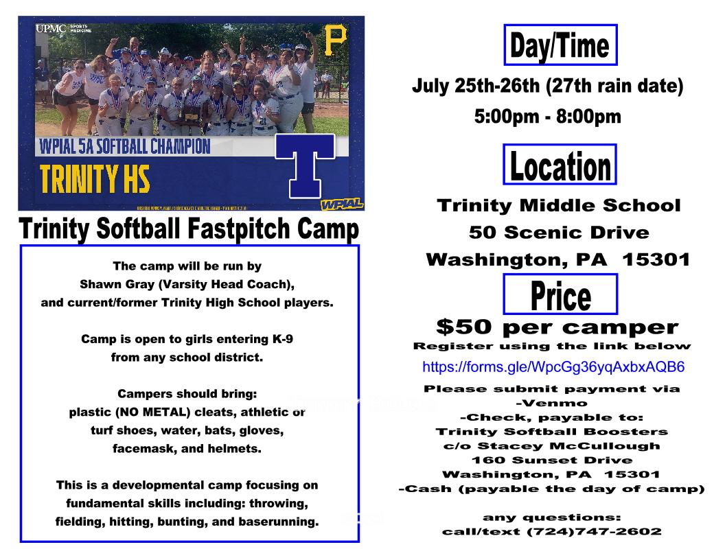 Fastpitch Camp with the WPIALchamps! 
Use link 👇 to register
forms.gle/WpcGg36yqAxbxA…