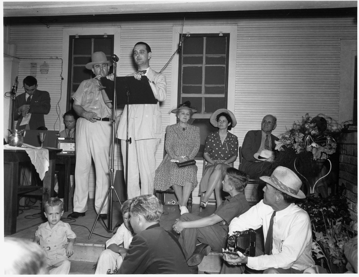 LBJLibrary's tweet image. #OnThisDay (06/28/1941): #LBJ, who was running against W. Lee O'Daniel for a #Senate position, speaks with voters on #ElectionDay in Johnson City, TX.

LBJ ended up losing the election, but would go on to narrowly win the same Senate seat vacated by O'Daniel seven years later.