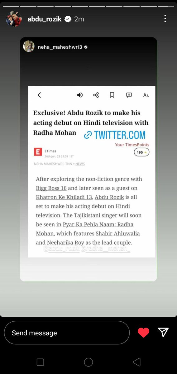Yesss So This Is Confirm News🥺
#AbduRozik Is Going To Make His Acting Debut On Television, Serial Name #PyarKaPehlaNaamRadhaMohan , @Abdurozikartist I'm Sooooo Happy For You, I Can't Express My Feeling In Words Right Now🥺 Yessss This Is Big, Good To See You Are Shining🤍🧿