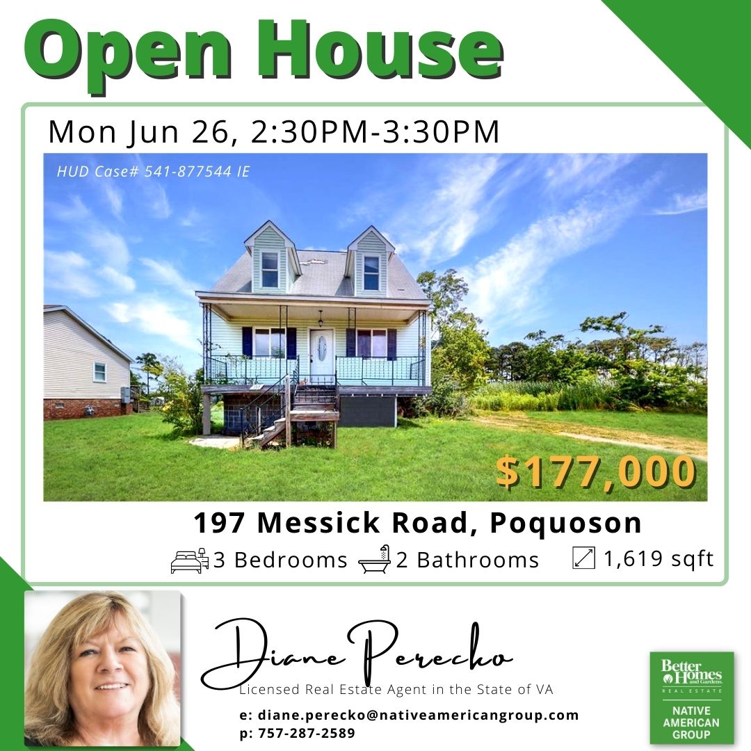 BetterLivingVa's tweet photo. 🏡OPEN HOUSE ALERT🏡

Located in beautiful Poquoson. Upstairs has been built out. Features a full front porch and deck to look out over your large backyard. The possibilities are limited by your imagination! Be sure to inquire about $100 FHA Down payment HUD Program. https://t.co/7CSk0l9TjY