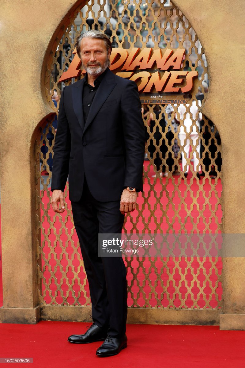 LONDON, ENGLAND - JUNE 26: Mads Mikkelsen attends the 'Indiana Jones And The Dial Of Destiny' UK Premiere at Cineworld Leicester Square on June 26, 2023 in London, England. (Photo by Tristan Fewings/Getty Images)