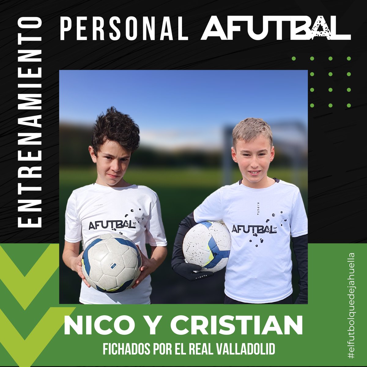 ACADEMIA | Nico y Cristian, futbolistas que forman parte de nuestras sesiones de Entrenamiento Personal, fichan por el <a href="/realvalladolid/">Real Valladolid C.F.</a> 🔥

El trabajo diario da sus frutos y pasan a formar parte de la cantera blanquivioleta ⚪️🟣

¡Enhorabuena! 👏

#afutbal #elfutbolquedejahuella