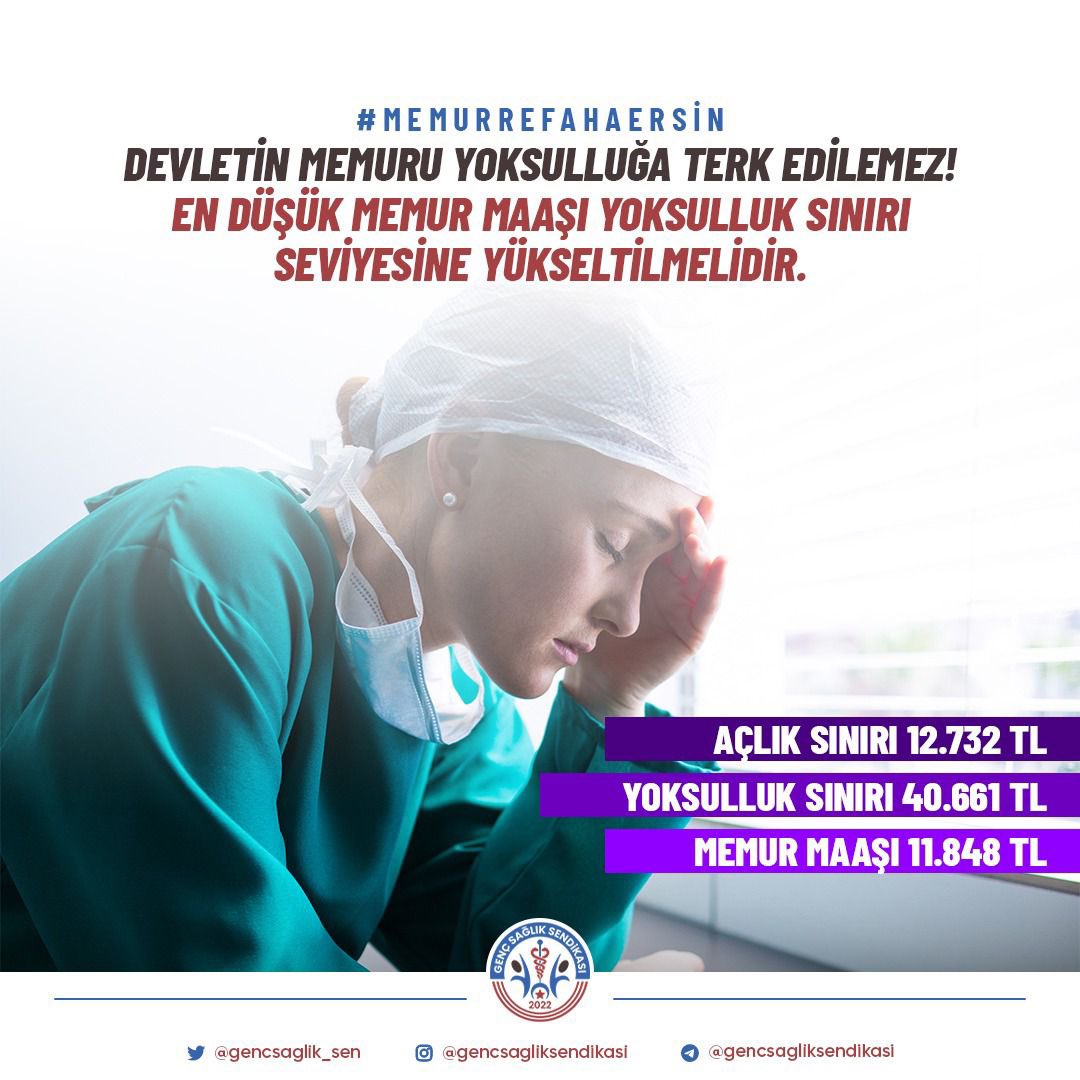 Enflasyon altında ezilen memur, işçi maaşları altında ezilen memur, asgari ücret altında ezilen yine memur…

Memurun itibarı ayaklar altına alınamaz.

Vergi dilimi %15’e sabitlenerek yoksulluk sınırının üzerinde tek kalem maaş verilmelidir!
#MemurRefahaErsin