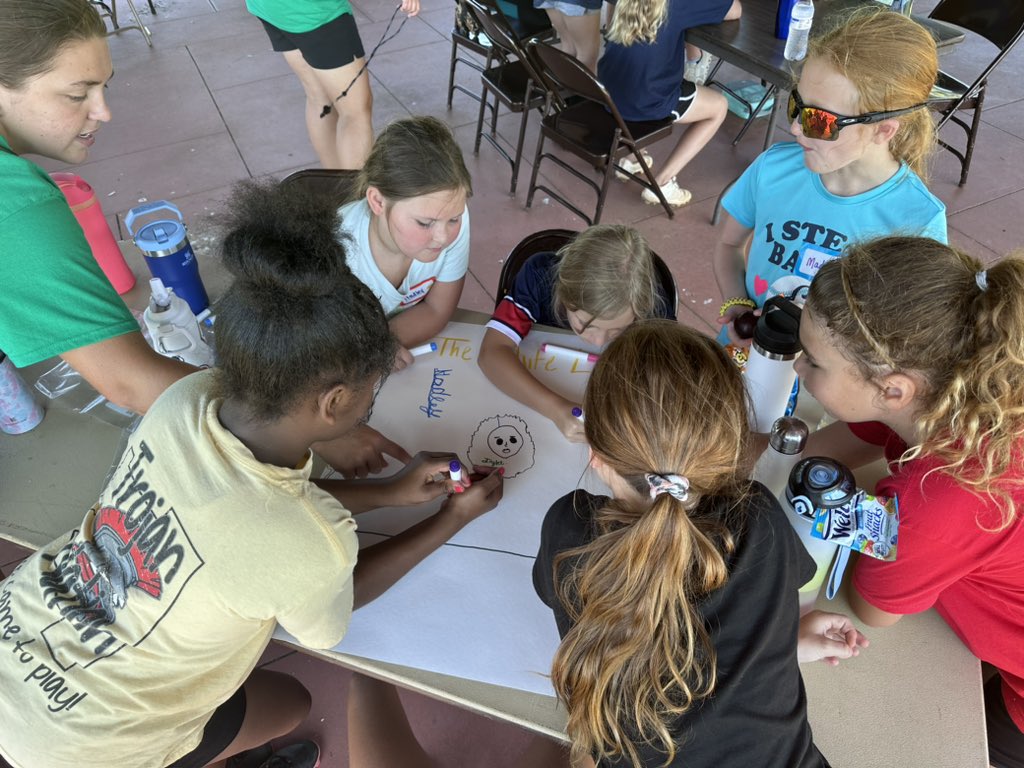 GSCSoftball's tweet photo. Day one of camp was a success. The campers learned about B.E.E.F. and applied it to their throwing, receiving and fielding drills.  The camp a highlight was popsicles and forming their team names, mascots and mottos. https://t.co/Q4m2LoLBTQ