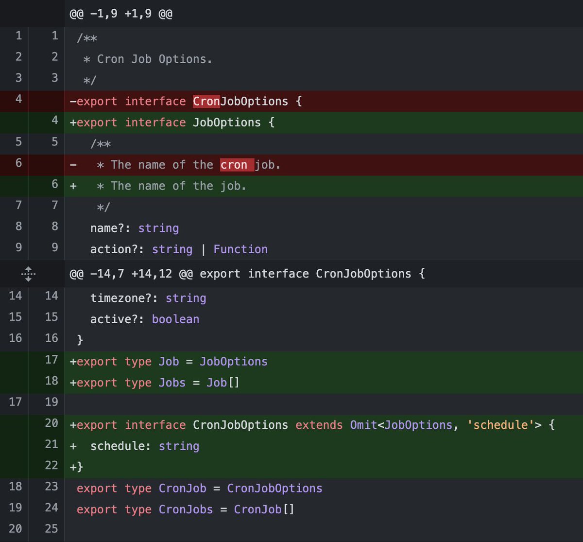 Simplicity is key.

How does a job differentiate from "cron job?" 

It's the schedule.