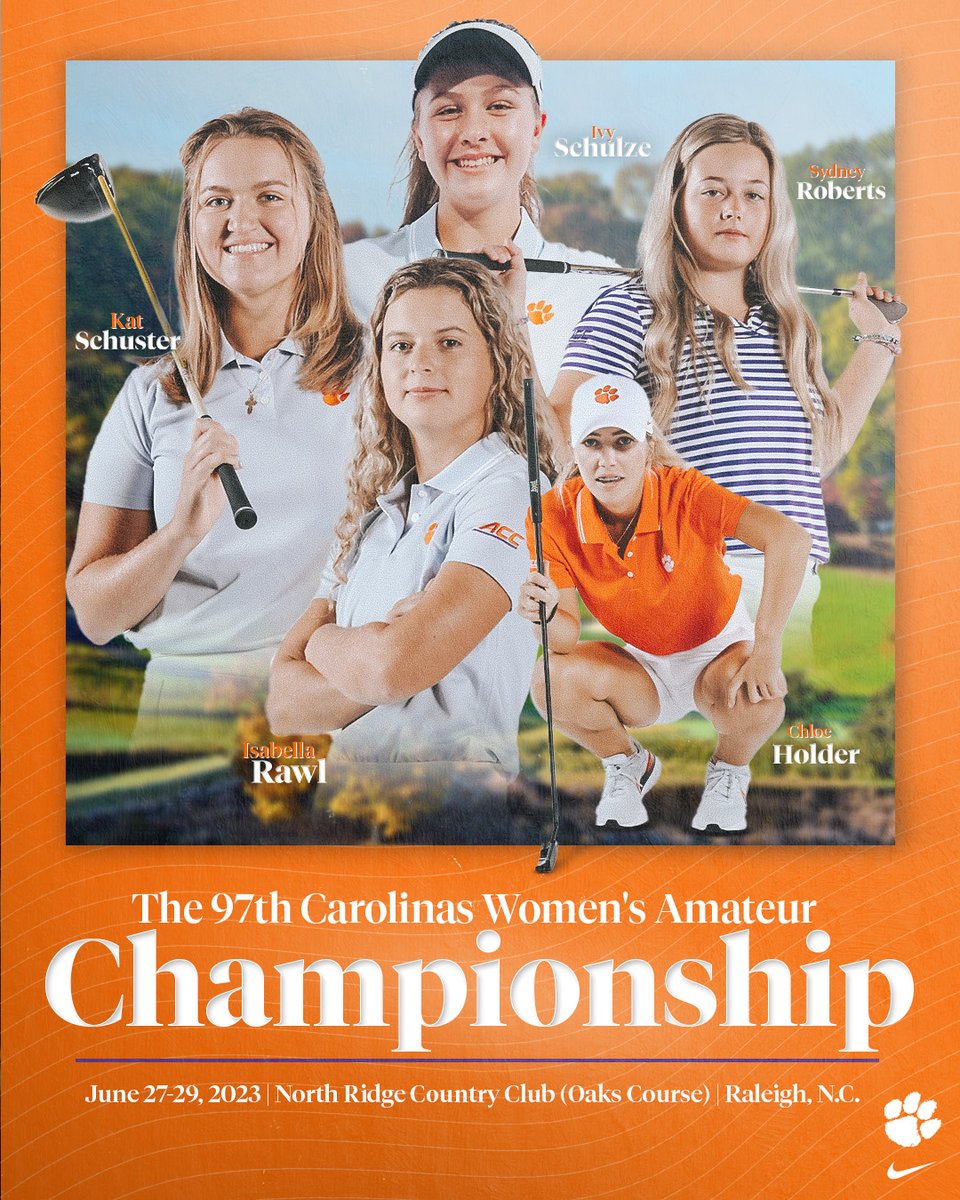 ClemsonWGolf's tweet photo. Good luck to all our Tigers competing in the @CGAgolf1909 Women's Am this week! https://t.co/166V4GfBFF