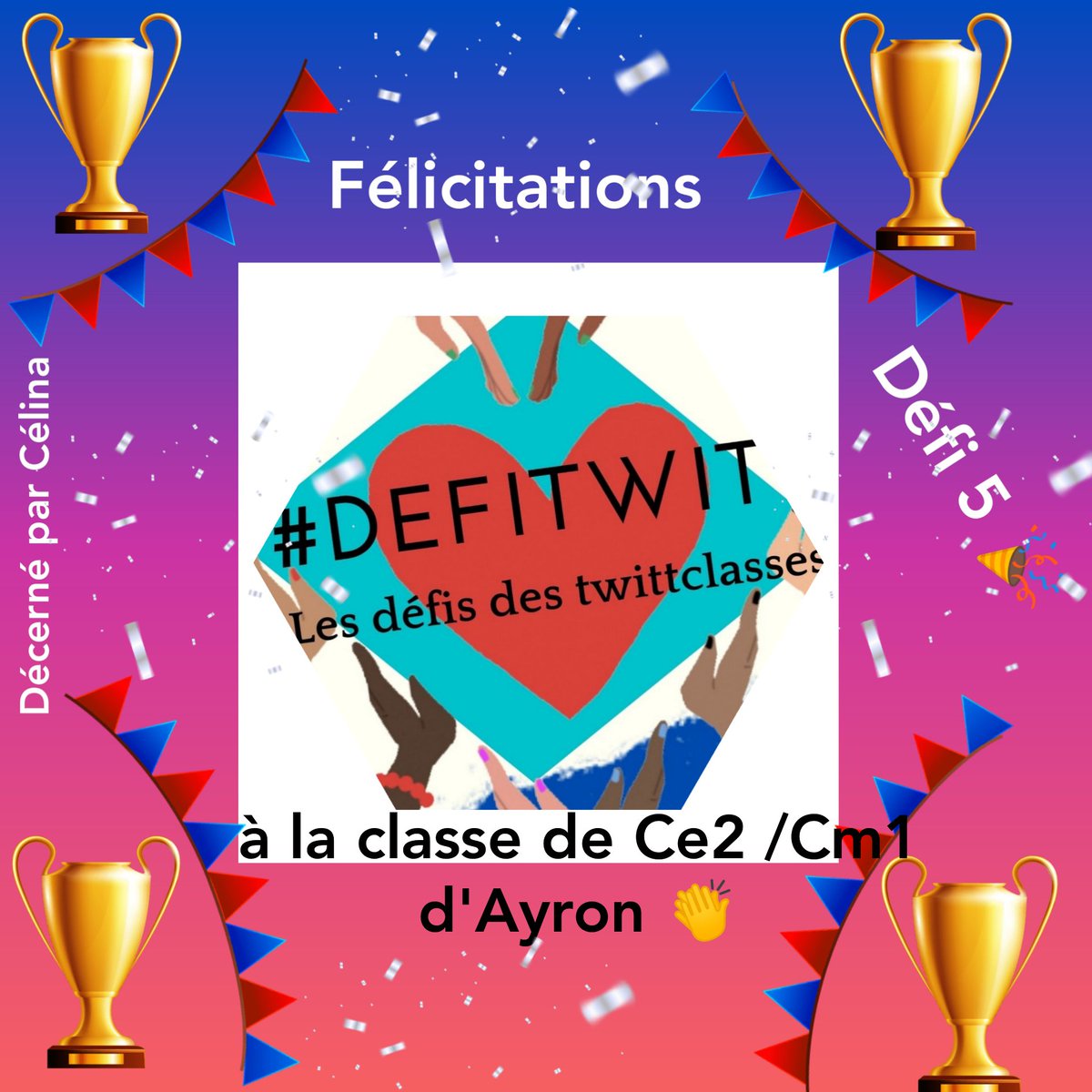 <a href="/Ce2Cm1AYRON/">s</a> @cp_leolag Votre classe a relevé 3 des défis de la période 5 et a participé avec beaucoup d'enthousiasme pendant toute cette année scolaire !
Vous pouvez être très fiers de ce dernier diplôme amplement mérité 😊