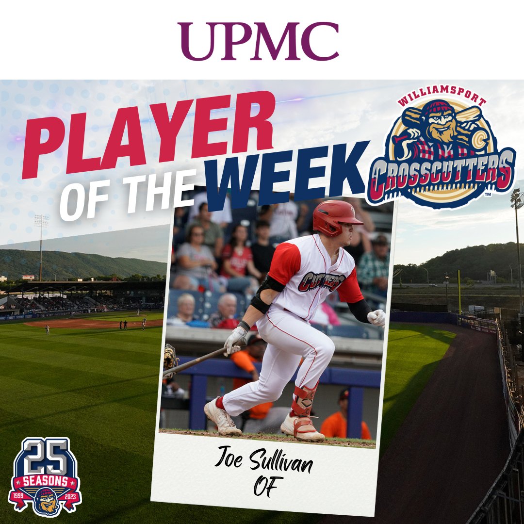 It's time to announce the <a href="/UPMC/">UPMC</a> Player of the Week for the week ending June 25th... Cutters Outfielder Joe Sullivan (<a href="/josephsullivan0/">Joseph Sullivan</a>)!

Sullivan hit .357 with a double, 2 triples, 2 home runs, and 5 RBI! He also worked 6 walks and scored 6 runs!

Congratulations Joe!