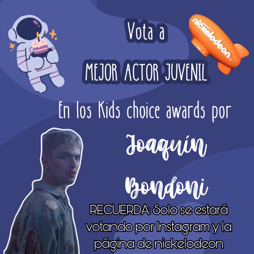 jbondoniglobal's tweet photo. Spacers vamos a votar por @JoaquinBondoni En Instagram:es importante seguirla cuenta oficial de @/NickelodeonLat y votar en los post de Instagram usando el #ActorFav #JoaquinBondoni .
Abajo 👇🏻 les dejamos el link de la página
https://t.co/CSwEDjL27Z https://t.co/G3vIV9Hbu9