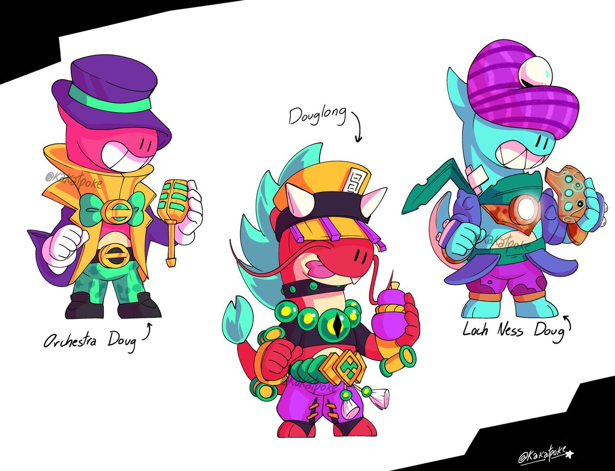 Doug skins! 
📯Orchestra Doug
🐉 Douglong
⛲ Loch Ness Doug
#BrawlStars #BrawlStarsArt