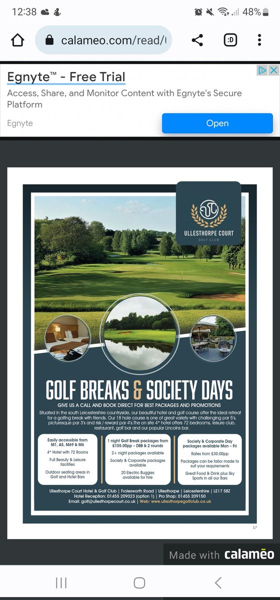 MidlandsGolfer's tweet photo. @UllesthorpeGolf @BWUllesthorpe quality golf breaks in Leicestershire- current issue https://t.co/1bc6gQKDTd