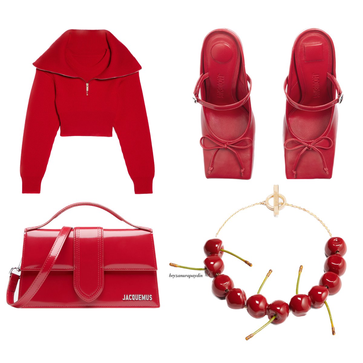 beyzanurapaydin's tweet image. Cherry pieces from Jacquemus Le Chouchou collection