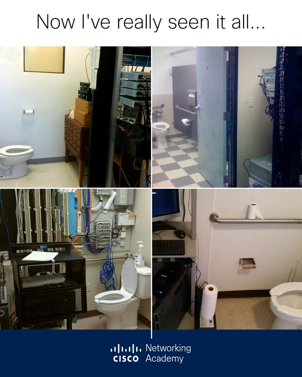 CiscoNetAcad's tweet photo. 😲 Bathrooms, forgotten basements, under leaky pipes...

What has been the worst location you have seen? https://t.co/pozLIIM76W