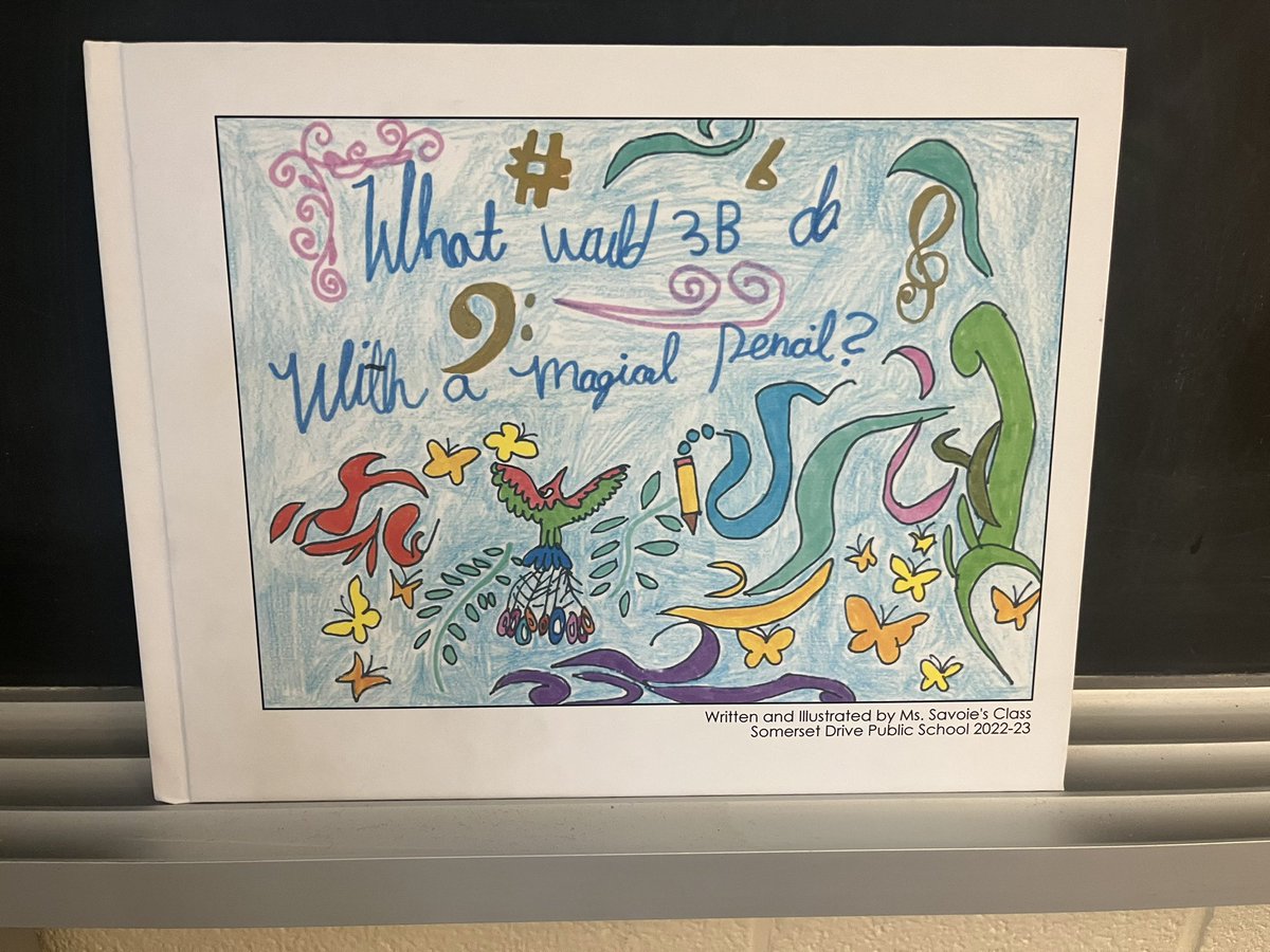 MsSavoie1's tweet photo. Our beautiful classroom book!! Our book was inspired by the story “Malala’s magical pencil” &amp; students wrote about how they can change the world with a magical pencil! ✏️I’m so proud of how hard 3B worked on this! Shoutout to one of my students for making the cover! @SomersetPS https://t.co/hm7JRrPdy8
