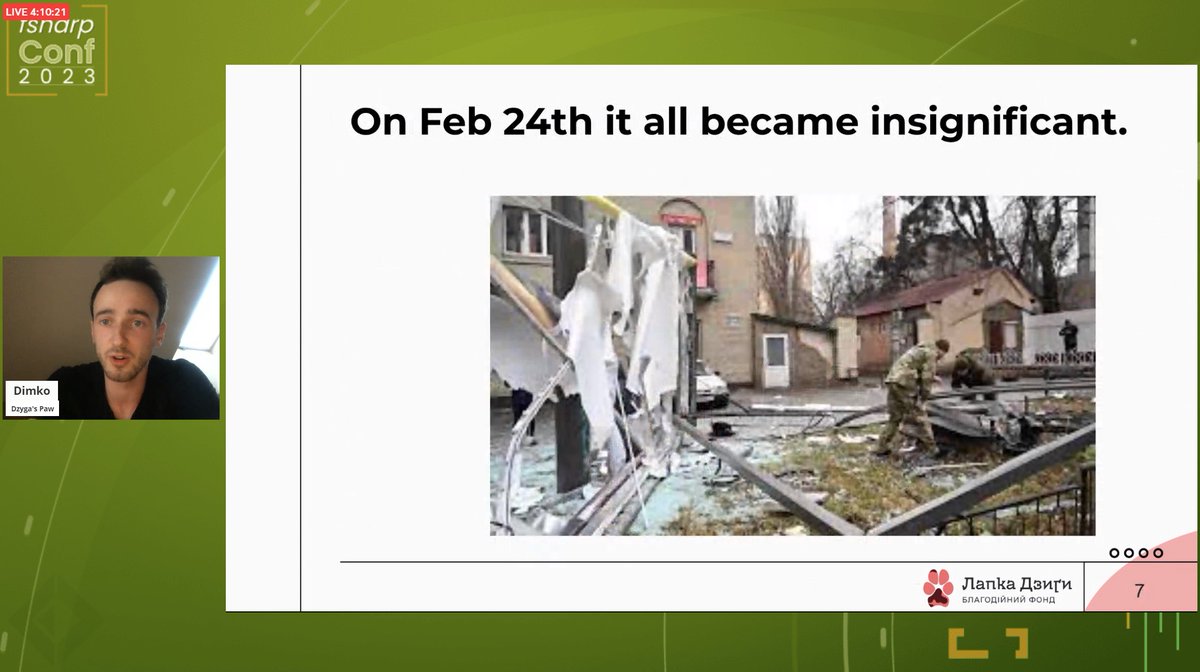 Thanks to <a href="/dim0kq/">Dimko Zhluktenko 🇺🇦⚔️</a> for sharing the story of <a href="/dzygaspaw/">Dzyga's Paw</a> and how his life changed over a year ago when Russian missiles started hitting Ukrainian cities. 

You can join helping here: dzygaspaw.com/fsharpconf-202…