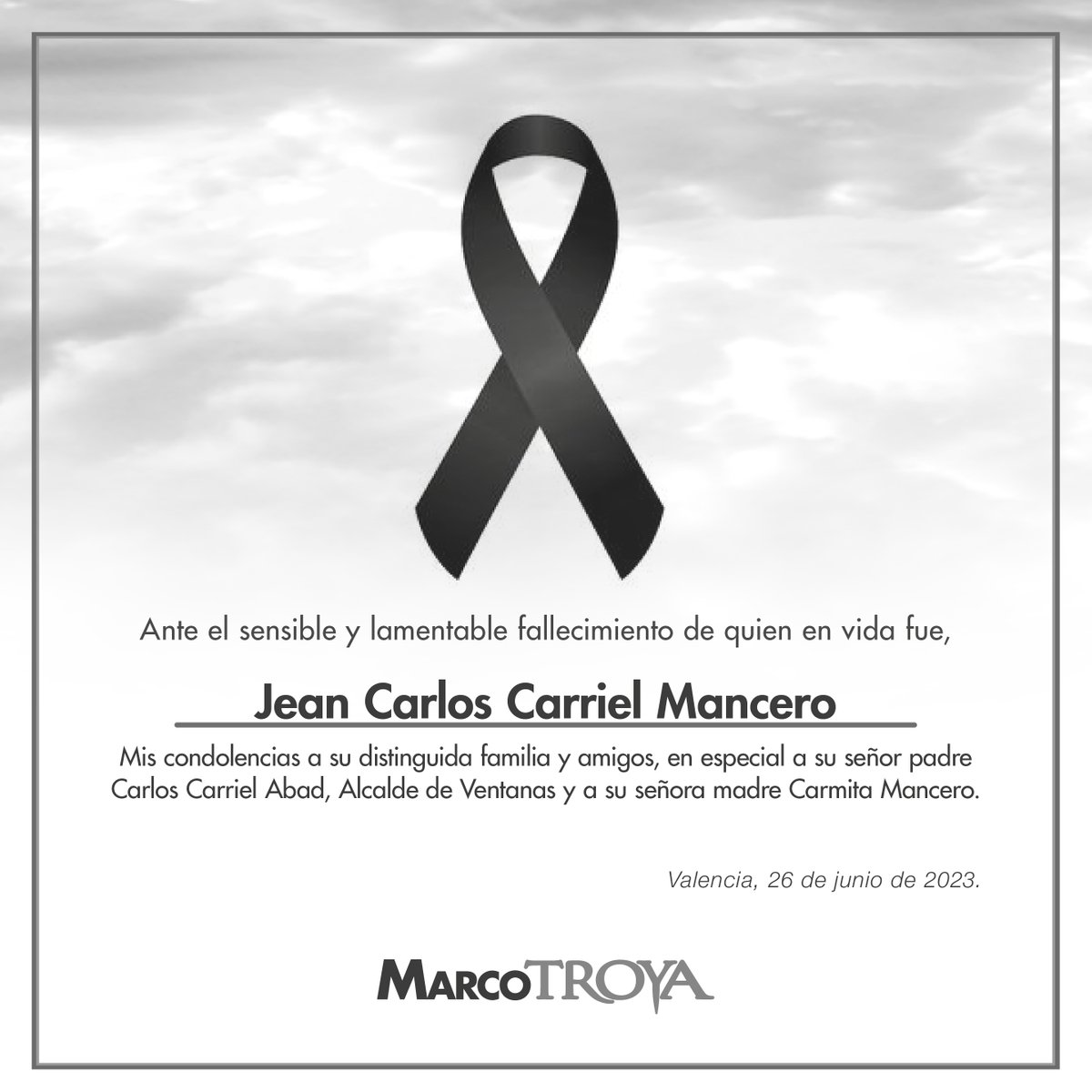 TROYA_Marco's tweet photo. #Condolencias https://t.co/hFHarquEce