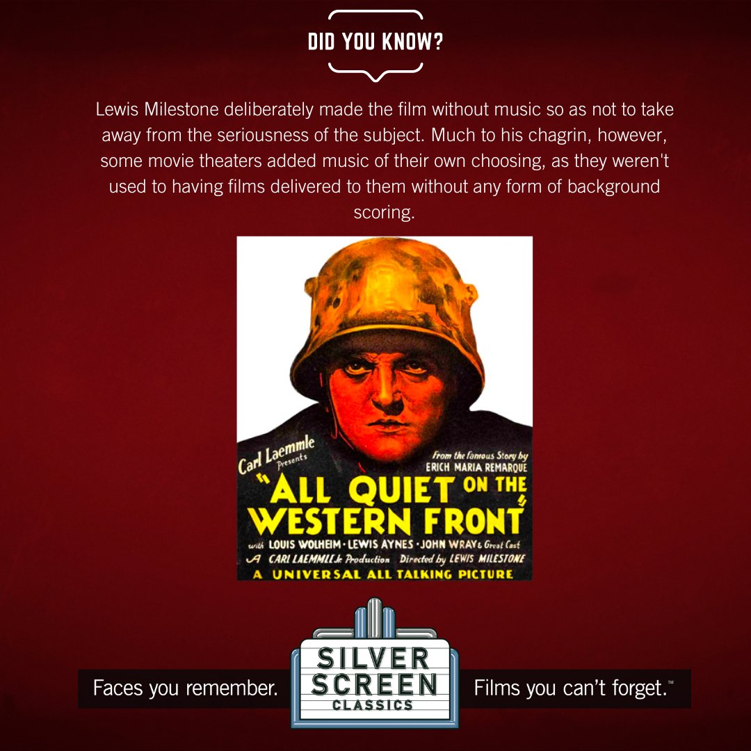 #Didyouknow? You can watch #AllQuietonTheWesternfront on #SilverScreenClassics! #funfacts #moviefacts #trivia