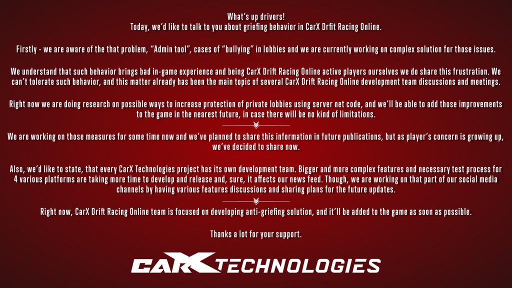 CarX Technologies - What's up racers! 😎 We've noticed that there