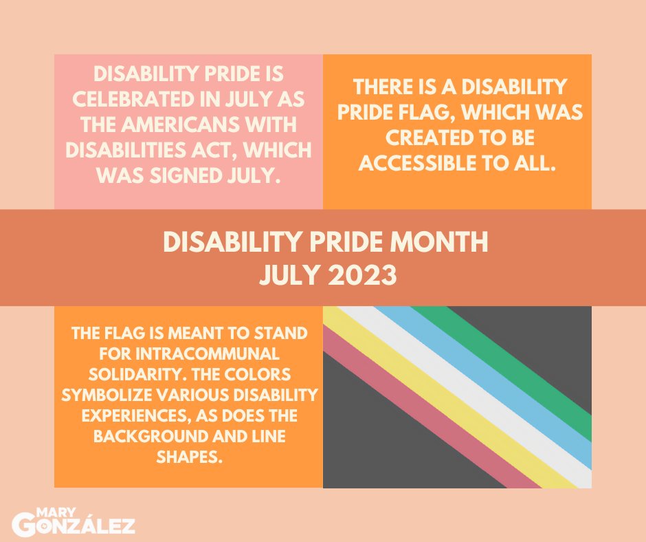 RepMaryGonzalez's tweet photo. July is #DisabilityPrideMonth! My office remains committed to helping, serving, and enabling those with disabilities in living a full and authentic life. This is why we filed bills like #HB166 and #HB211 this past session. We will support this community today and always. #txlege https://t.co/w61C46VG66