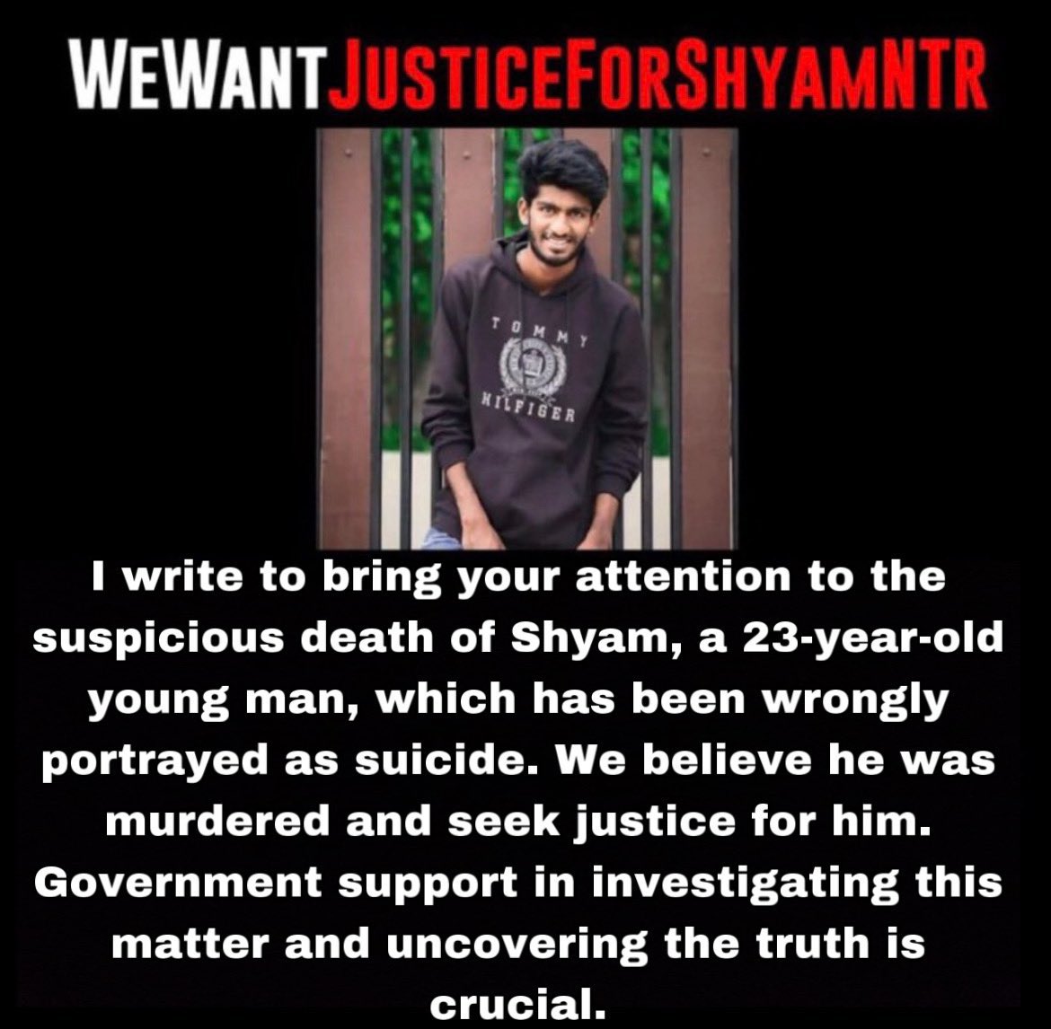 Deepest Condolences To His Family and  Friends
#WeWantJusticeForShyamNTR