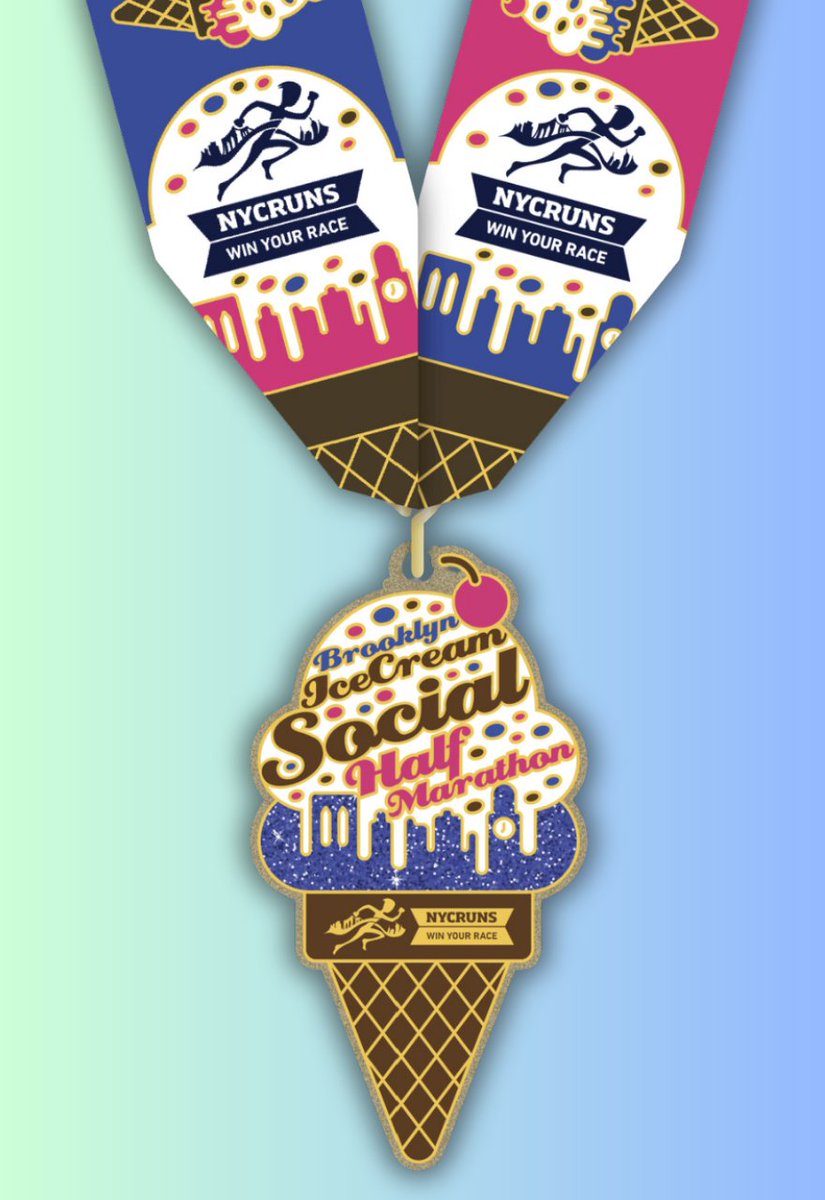 Happy #MedalMonday! Check out the bling for the NYCRUNS Ice Cream Social Half Marathon & 5K in Prospect Park! Join us on August 26 and take home a medal that's truly 'cone' of a kind... Register now before the price goes up tomorrow: nycruns.com/race/nycruns-i….