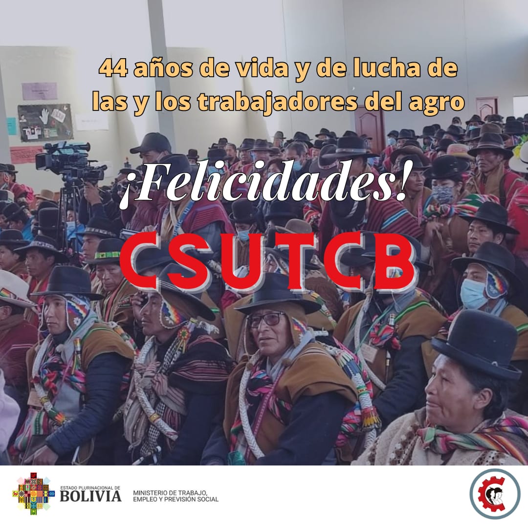 MinTrabajoBol's tweet image. #44Años
#CSUTCB
#UnidosRumboAlBicentenario