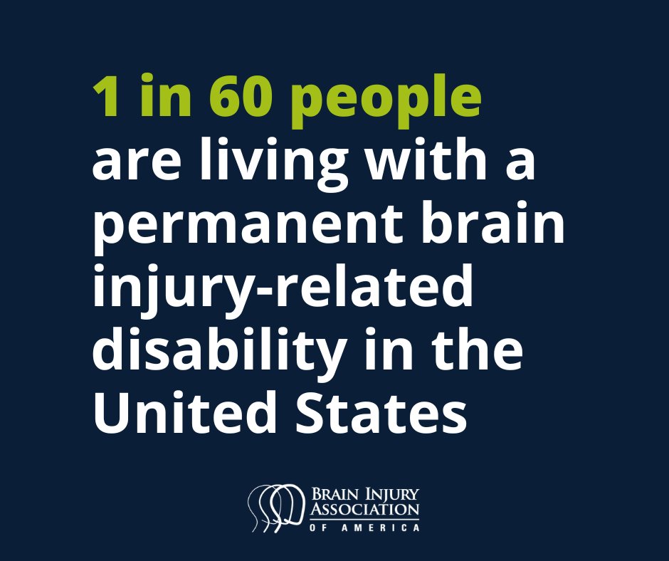 biaamerica's tweet photo. Brain injuries are more common than you might think. In fact, 1 in 60 people are living with a permanent brain injury-related disability in the United States. https://t.co/BFmJ9kUnOx