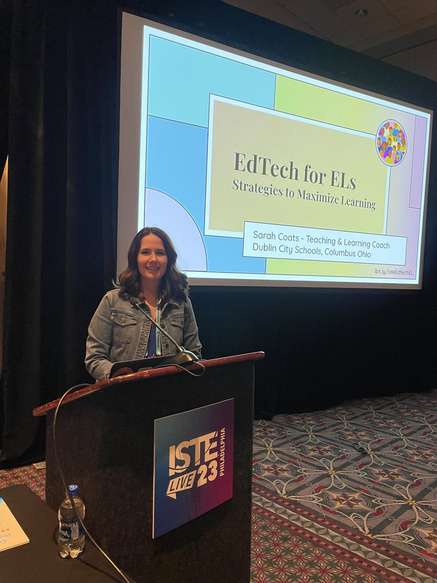 I’m so proud of @SarahCoats101 for presenting on an international stage at  #ISTE23 come see her in 113C to support EL students in the classroom!
