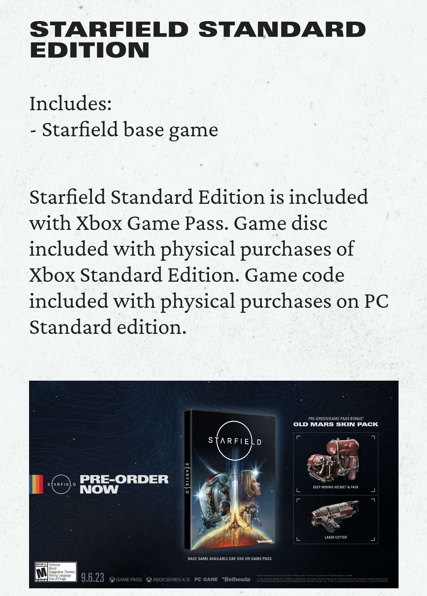 Starfield Xbox Standard One e Series X