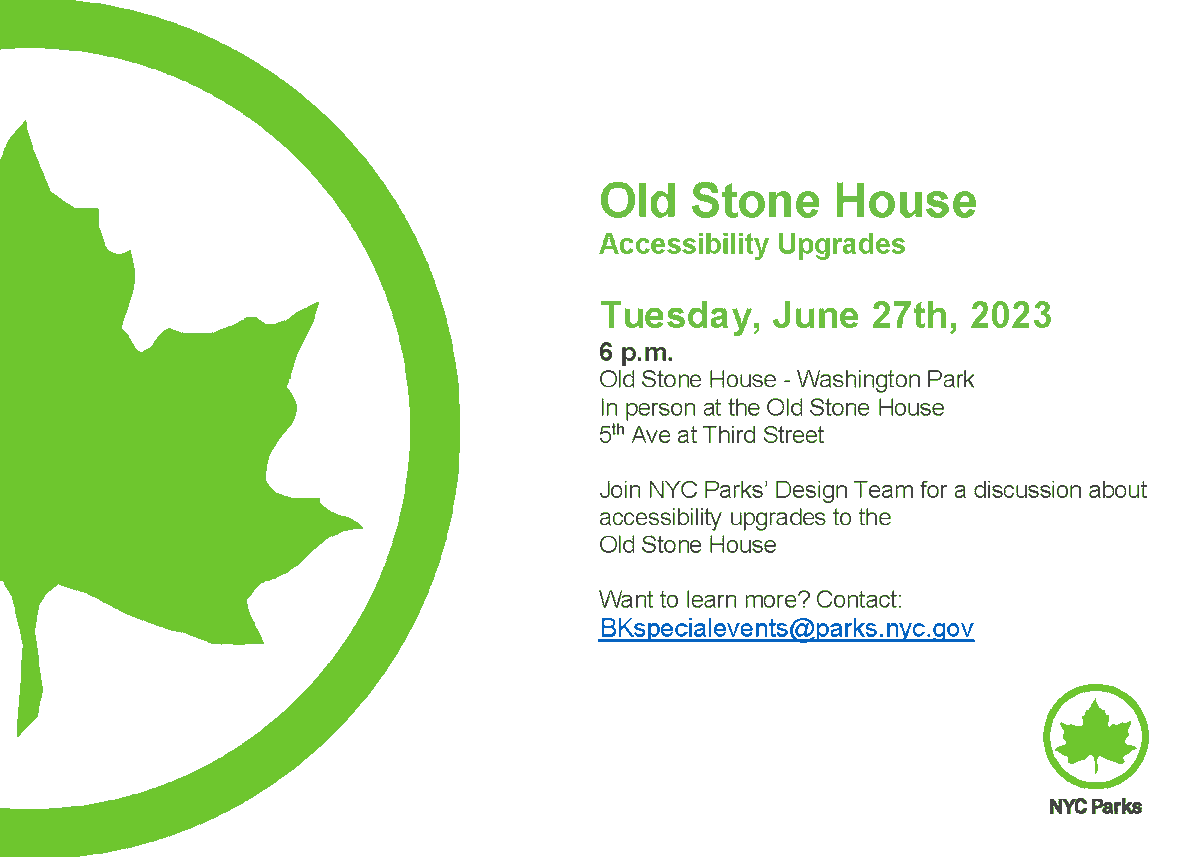 Join <a href="/NYCParks/">NYC Parks</a> tomorrow at 6pm to discuss accessibility upgrades to the Old Stone House in Brooklyn – an important investment made as a part of the Gowanus Neighborhood Plan! Register now: nycgovparks.org/reg/community-…