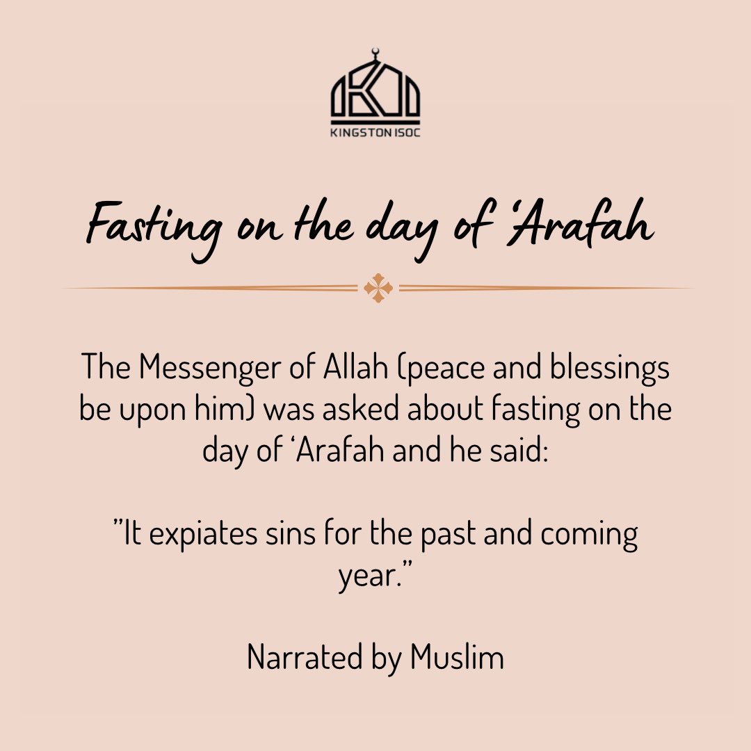 KingstonISOC's tweet photo. 💪🏼 Action of the Day: Dhul Hijjah Rewards 🕋

🌟 Guide someone else towards a good deed + make the intention to fast tomorrow! 🌙

The Prophet, peace and blessings be upon him, said, 

“Whoever guides someone to goodness will have a reward like one who did it.” https://t.co/xCE1K5wQXV