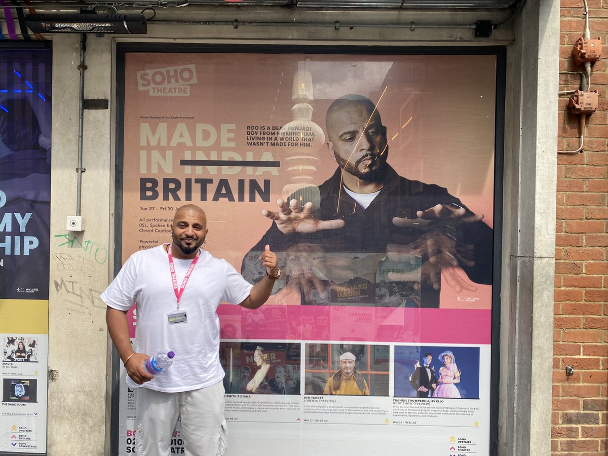 RinkooBarpaga's tweet photo. It was great to see my face and show as the biggest one on the @Sohotheatre building! Feels amazing after months of hard-work promoting &amp; touring! Thank you very much for supporting my show - Soho Theatre, you’re my rock 🙌🏽 #sohotheatre #londontheatre #deaftheatre @deafexplorer https://t.co/ES5blncOHQ