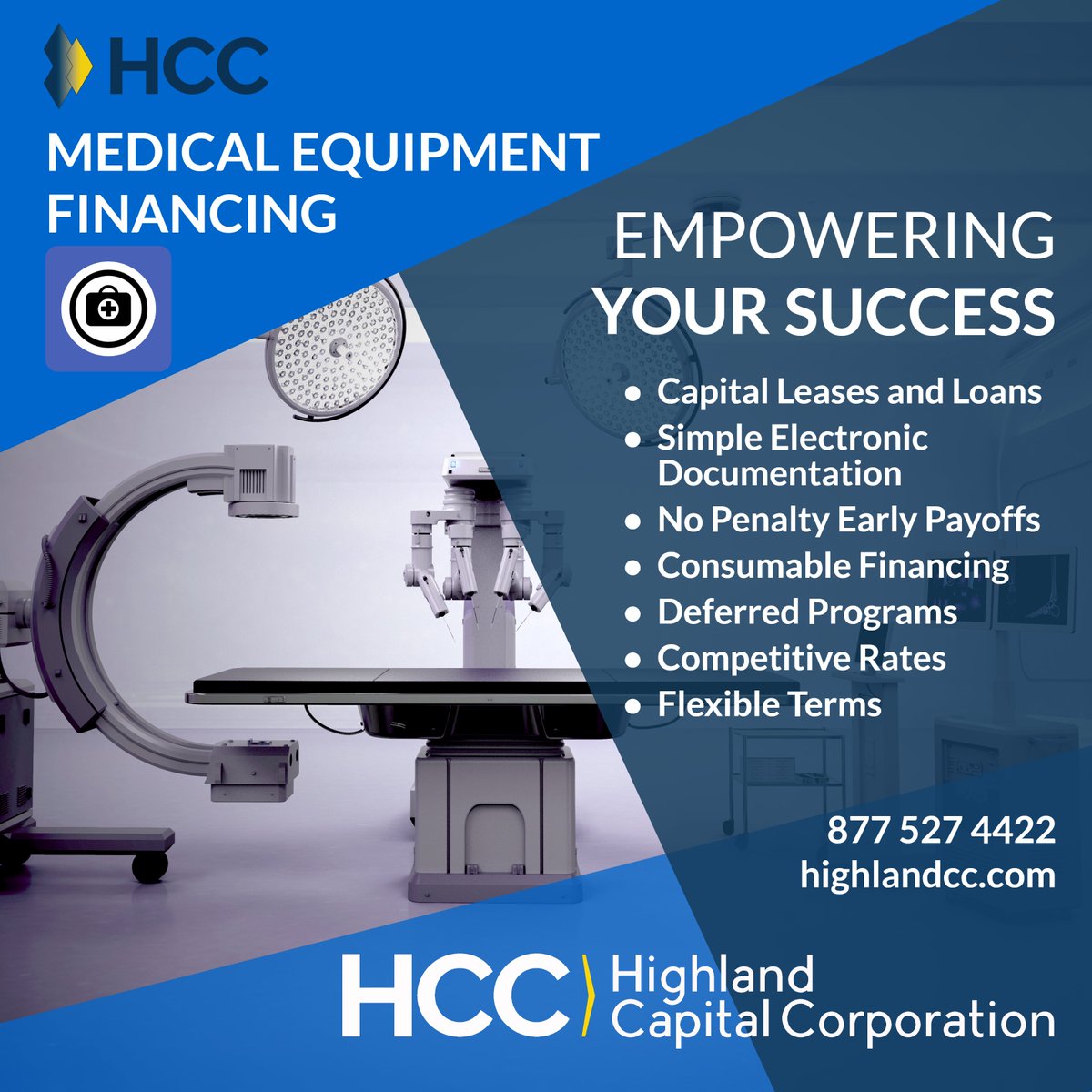 HighlandCapCorp's tweet photo. Flexible #Financing Solutions for #medical and #healthcare professionals, #equipment manufacturers and distributors #equipmentfinancing #medicalequipment #HighlandCapitalCorporation https://t.co/uupOgsR18n https://t.co/5cQpN9t7Pe