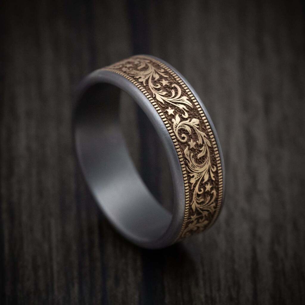Newly listed product - Tantalum and 14K Gold Barrel Script Pattern Ring - Pricing and other details are at ift.tt/P68qdNu #weddingrings #mensrings