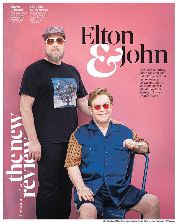 Last night @eltonofficial headlined Glastonbury & showed himself to be such a brilliant advocate of new music by giving huge exposure to relative newcomers. His lovely friendship and support of our own @johngrantmusic is heartwarming + exactly two years ago he made this happen ❤️‍🔥