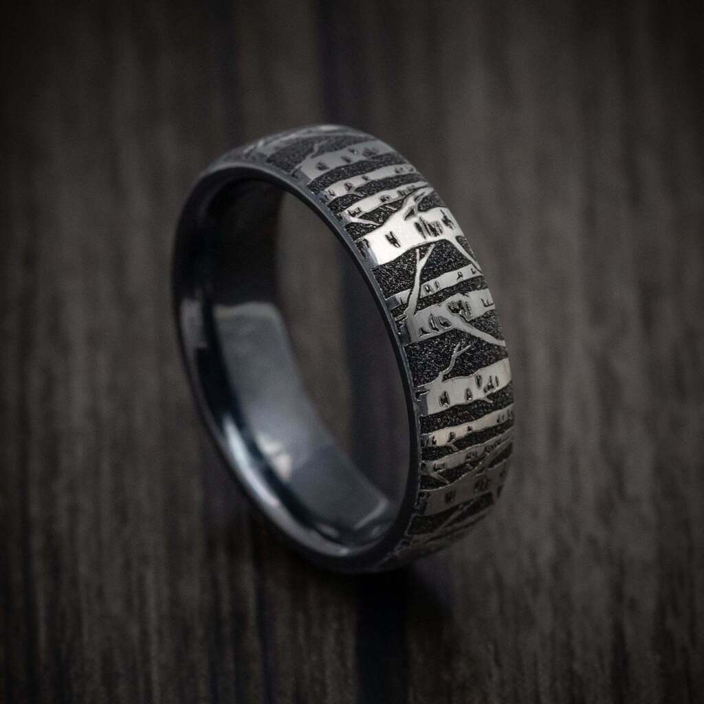 Newly listed product - Black Titanium Birch Tree Pattern Ring - Pricing and other details are at ift.tt/HY5gDlA #weddingrings #mensrings