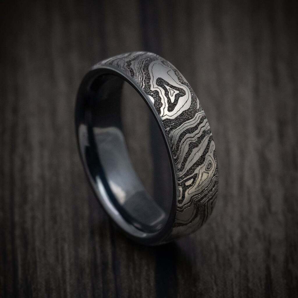 Newly listed product - Black Titanium Topography Pattern Ring - Pricing and other details are at ift.tt/WB5vR9M #weddingrings #mensrings