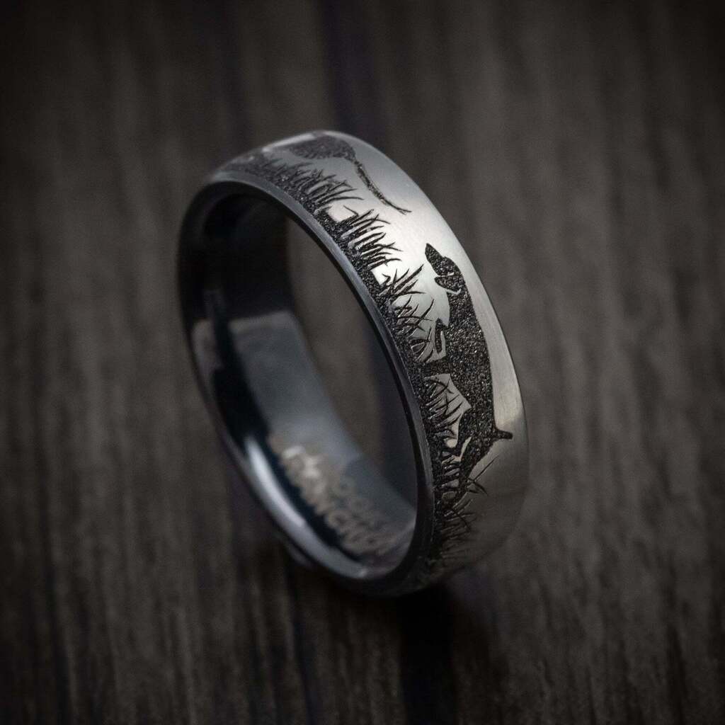 Newly listed product - Black Titanium Pointer Dog and Pheasant Scenic Design Ring - Pricing and other details are at ift.tt/XEmh1FM #weddingrings #mensrings