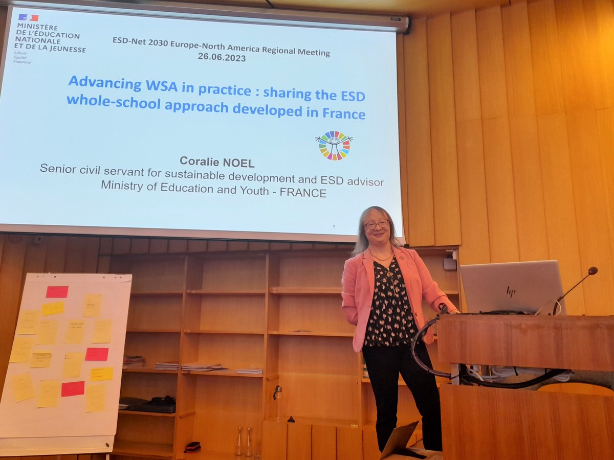 noel_coralie's tweet photo. Présentation ce jour à l'@UNESCO de l'approche globale de l’éducation au développement durable développée en France par @education_gouv. Zoom sur les éco-délégués, la labellisation E3D et le nouveau plan d'action publié le 23 juin #EDD #ESD #ESDNet #GreeningEducationPartnership https://t.co/2G83sy8eMp