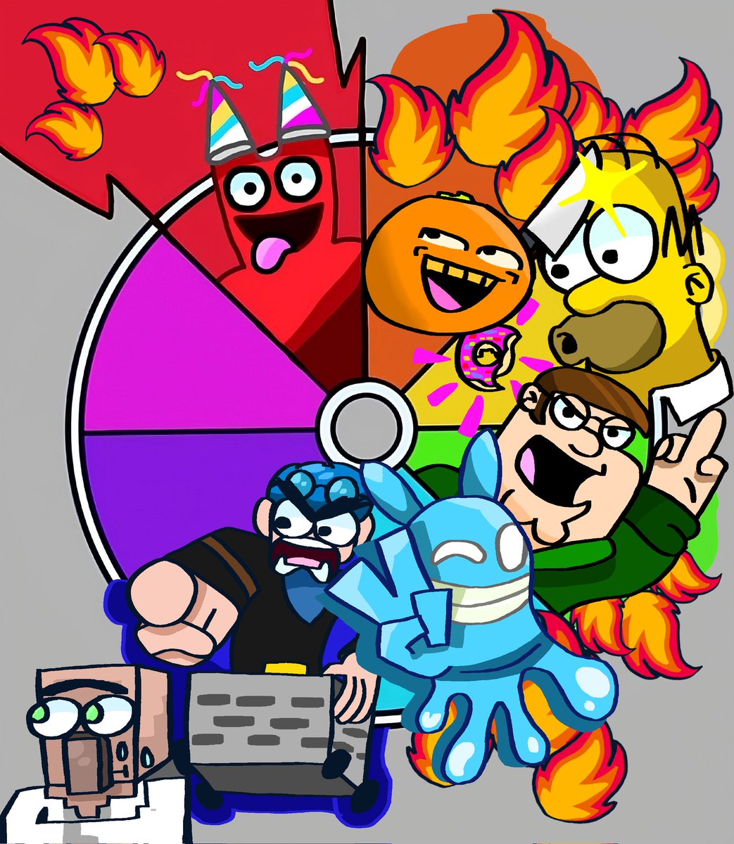 I drew DanTDM and- DR. TRAYAURUS!! WHAT ARE YOU DOING! Give me a purple character before the entire wheel is burned!